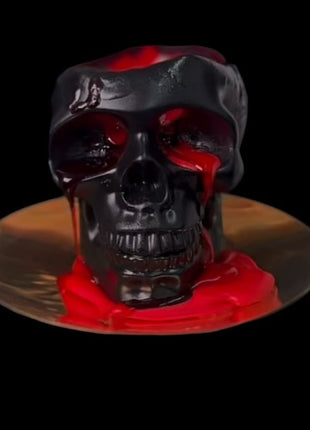 Bleeding Black Skull Candle