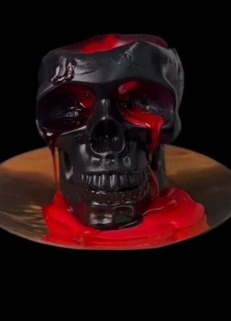 Bleeding Black Skull Candle